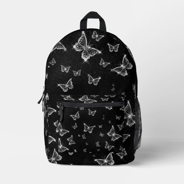 Glitzer Look Schmetterlinge Bedruckter Rucksack (Vorderseite)