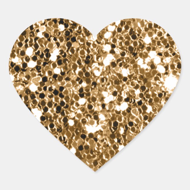 Glitzer Look Solid Gold Sparkle Herz-Aufkleber (Vorderseite)