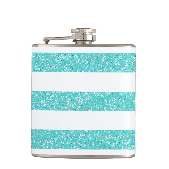 Glitzer-Look Stripes-Flasche Flachmann (Vorderseite)