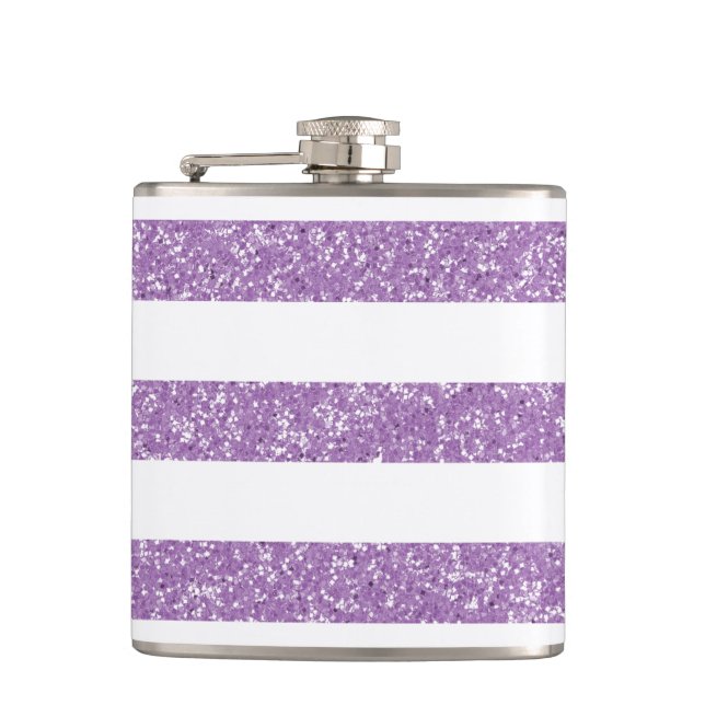 Glitzer-Look Stripes-Flasche Flachmann (Vorderseite)