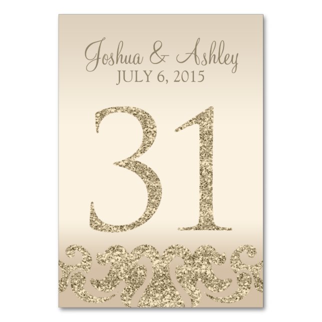 Glitzer Look Wedding Tischnummern-Table Card 31 Tischnummer (Vorderseite)