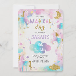 Glitzer Magical Unicorn Geburtstag Einladung