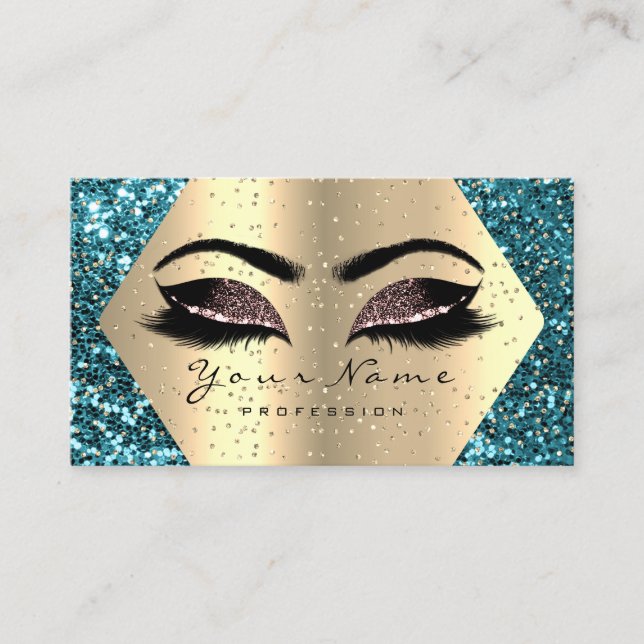Glitzer Makeup Artist Lash Brow Ocean Rose Visitenkarte (Vorderseite)