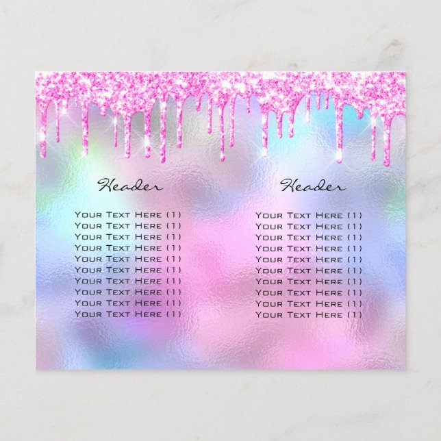 Glitzer Makeup Augenbrauen Packungsbeilage Rosa Flyer (Hinten)