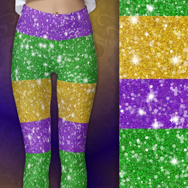 Glitzer Mardi Gras Frische Pasta machen Leggings (Close-up)