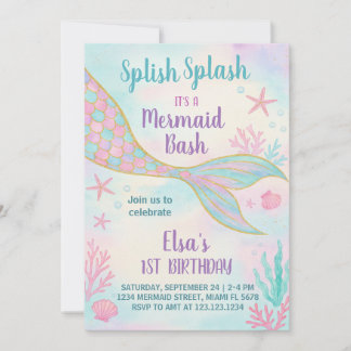 Glitzer Mermaid Birthday Einladung