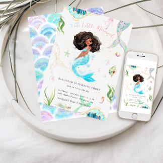Glitzer Mermaid Birthday Einladung