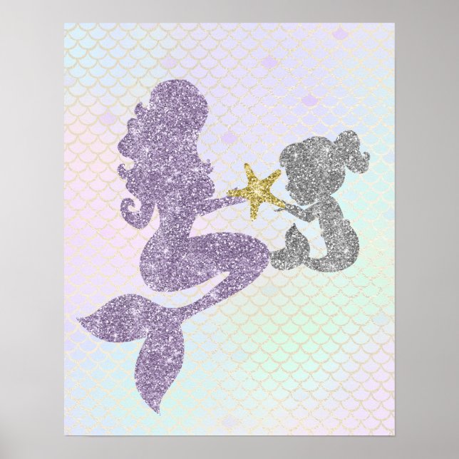 Glitzer Mermaid Mother & Child Poster (Vorne)