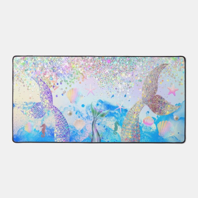 Glitzer mermaid Schwanz Schreibtischunterlage (Vorderseite)