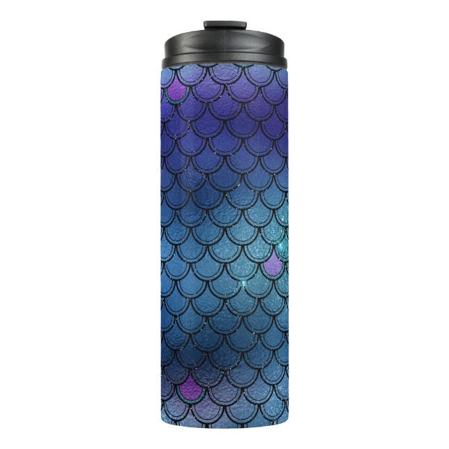 Glitzer Mermaid-Skalenmuster Thermosbecher (Vorderseite)