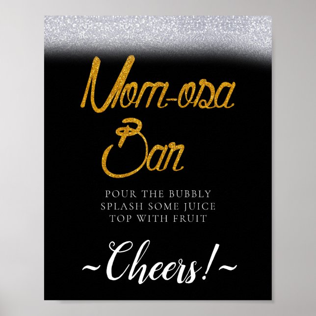 Glitzer Minimal Einfaches Mimosa Bar Zeichen Poster (Vorne)