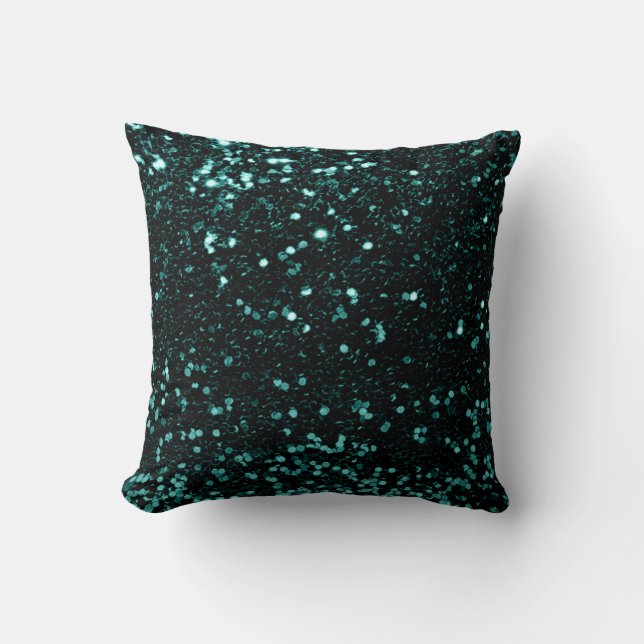 Glitzer Minimal Fashion Sequin Aquamarin Cali Gree Kissen (Vorderseite)