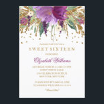 Glitzer mit Blumenmotiv Amethyst Sweet 16 Einladun Einladung<br><div class="desc">Hübscher florale 16 . Geburtstag Einladungen im Little Bayleigh Store! Wir haben Kunstwerke von: www.createthecut.com</div>