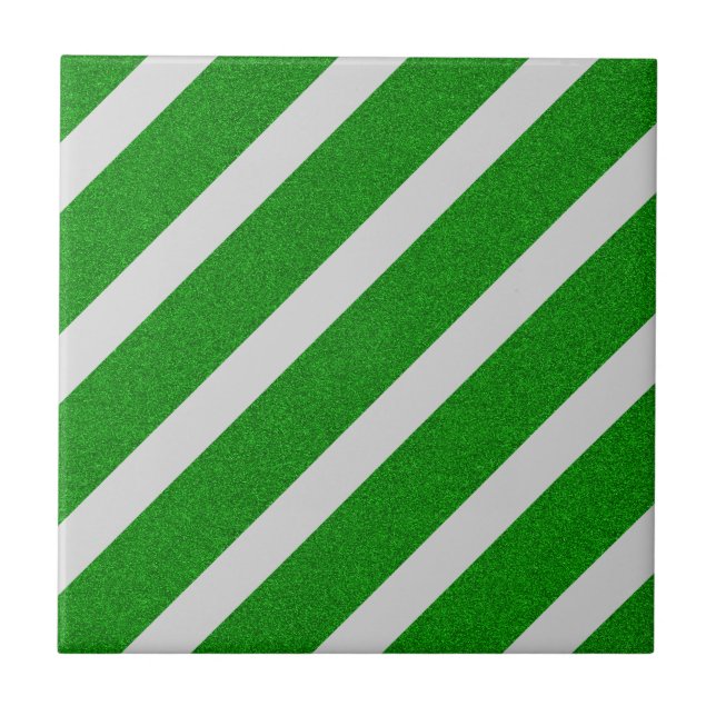 Glitzer mit grünem Streifen Fliese (Vorderseite)