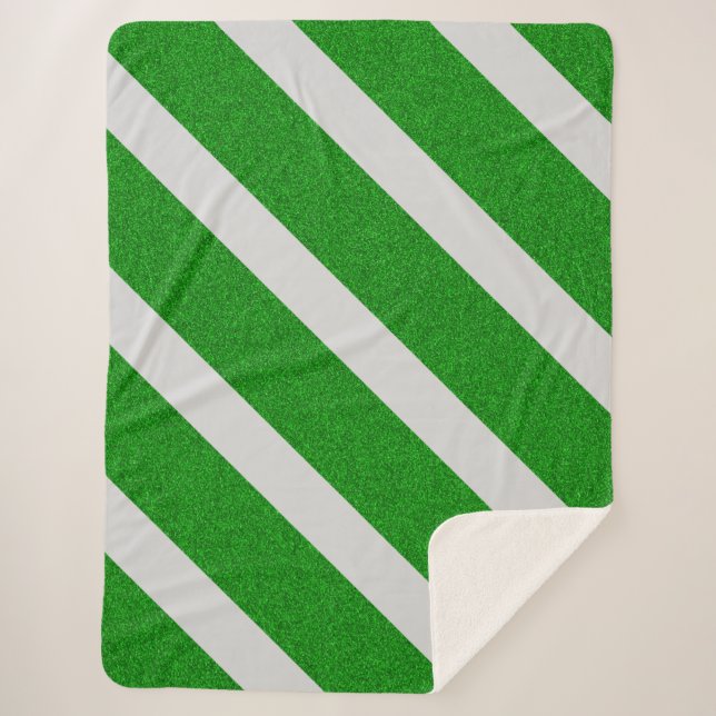 Glitzer mit grünem Streifen Sherpadecke (Vorderseite)