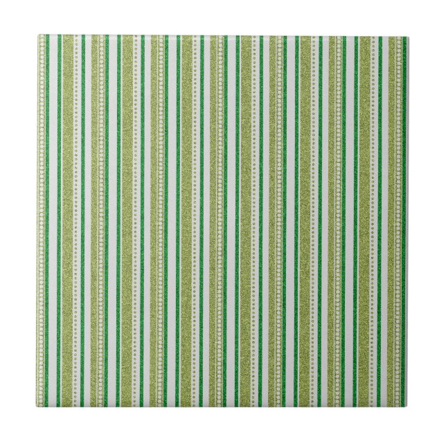 Glitzer mit grünen Streifen Fliese (Vorderseite)