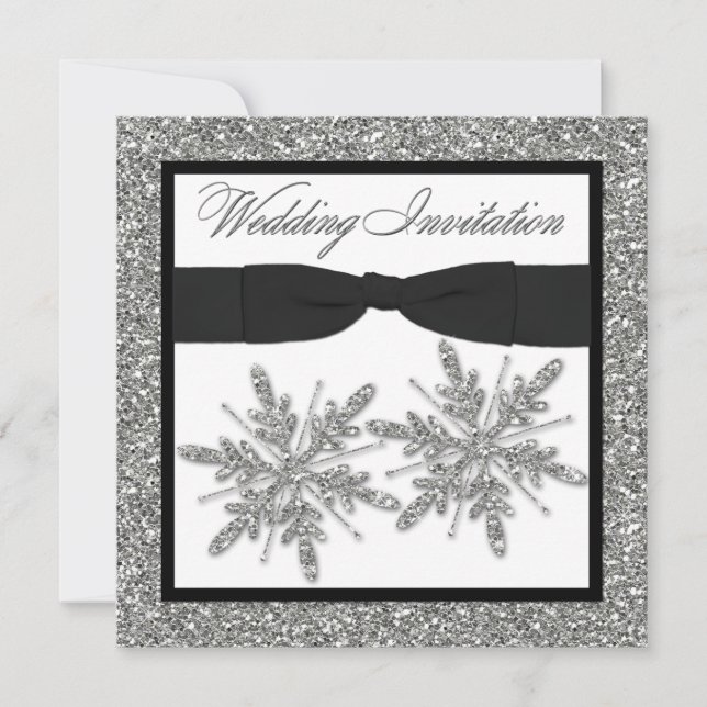 Glitzer mit KLEINEN BLICKEN Schneeflocken Hochzeit Einladung (Vorderseite)
