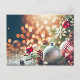 Glitzer mit Ornamenten Weihnachten Postkarte