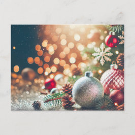Glitzer mit Ornamenten Weihnachten Postkarte