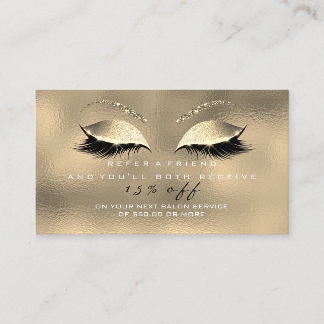 Glitzer mit Salon-Referenzkarte Gold Glass Glam La Empfehlungskarte (Vorderseite)