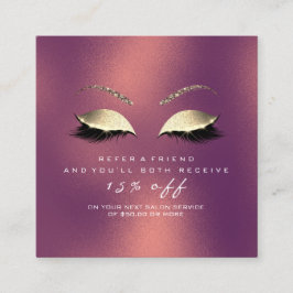 Glitzer mit Salon-Referenzkarte Gold Kupfer-Lashes Empfehlungskarte