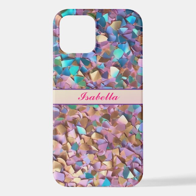 Glitzer Moderne opal-holografische Sammlung iPhone 12 Hülle (Rückseite)