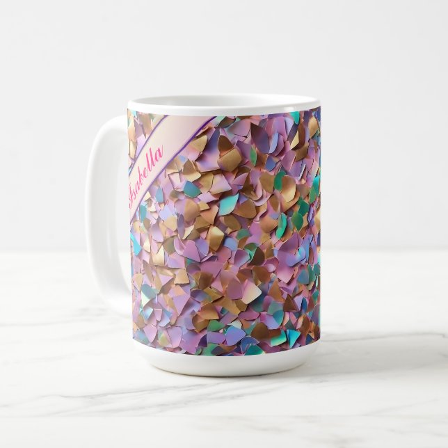 Glitzer Moderne opal-holografische Sammlung Kaffeetasse (Vorderseite Links)