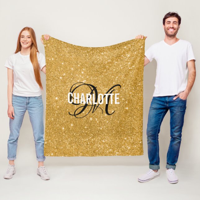Glitzer-Monogramm-Bezeichnung Fleece-Decke Fleecedecke (Beispiel)