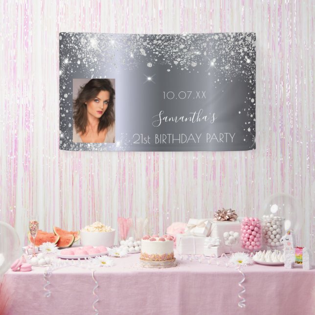 Glitzer-Monogramm-Foto Banner (Party)