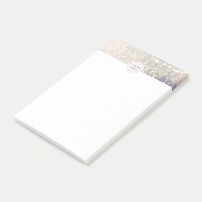 Glitzer-Monogramm Post-it Klebezettel (angewinkelt)