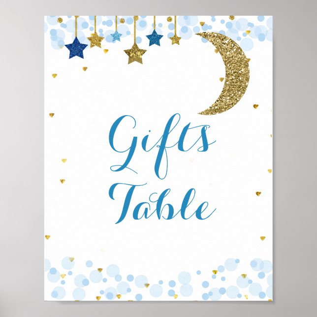 Glitzer Moon Aquarell Geschenke Tafelzeichen Poster (Vorne)