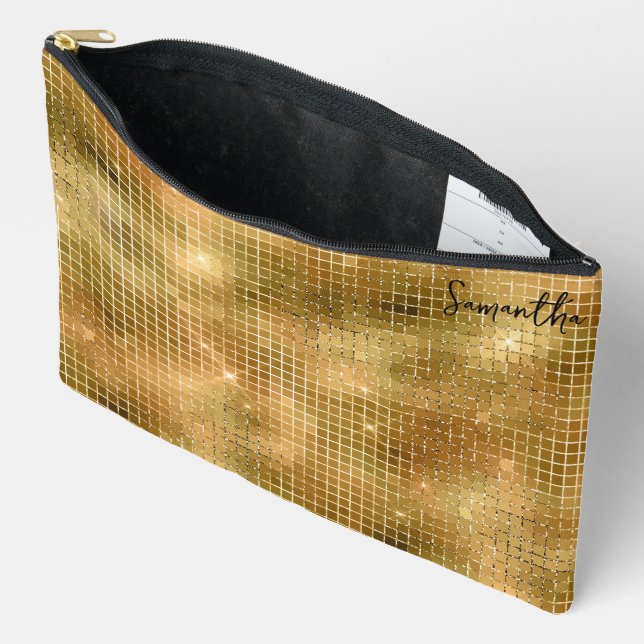 Glitzer-Muster für das Muster der Gold Disco Zubehörtasche (Offen)
