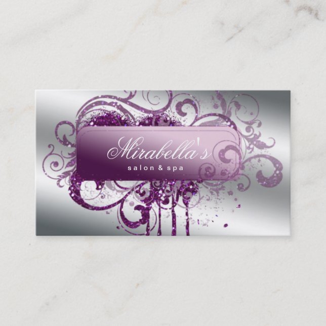 Glitzer Nail Salon Ernennung Elegante Bling Terminkarte (Vorderseite)