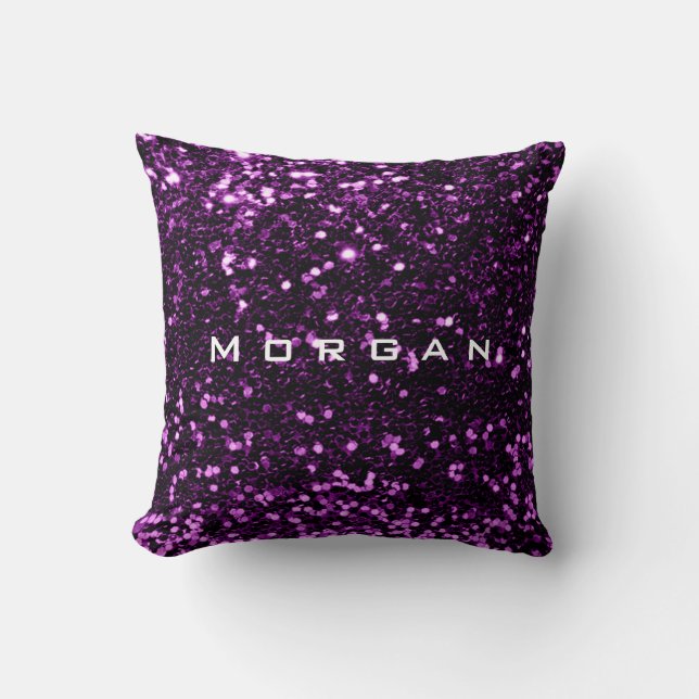Glitzer Name Fashion Sequin Lila Violet Plum Kissen (Vorderseite)