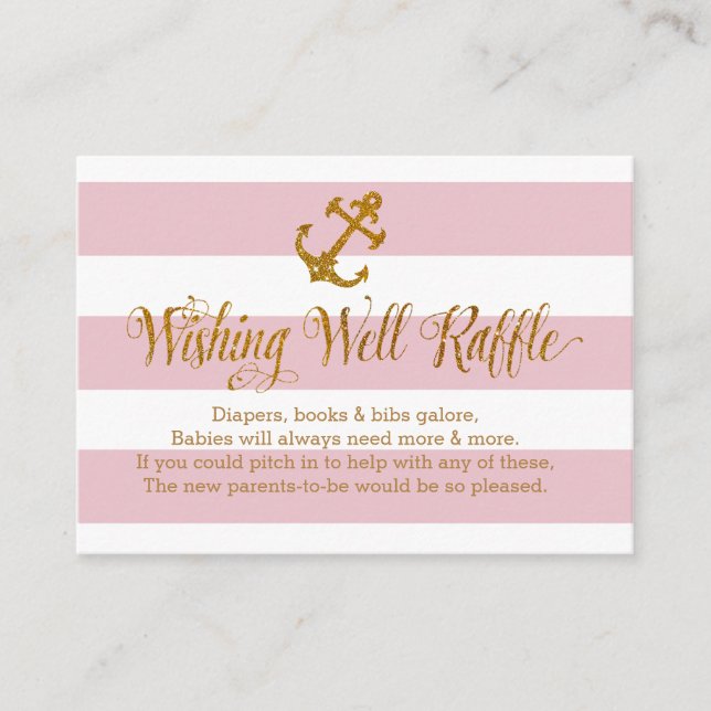 Glitzer Nautical Baby Wishing Well Raffcard Begleitkarte (Vorderseite)