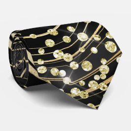 Glitzer Necktie aus schwarzem und goldenem Marmor Krawatte