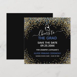 Glitzer Nurse Abschluss Save the Date Pinning Karte