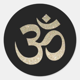 Glitzer-OM-Symbol-Aufkleber Runder Aufkleber