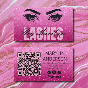 Glitzer Ombre Elegant Modern Lash QR Code Visitenkarte
