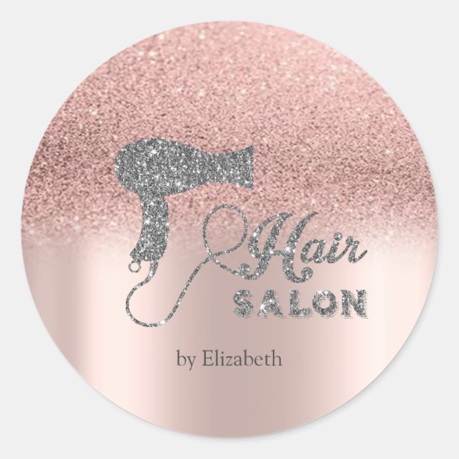 Glitzer Ombre Rose Gold, SilberHaartrockner Runder Aufkleber (Vorderseite)