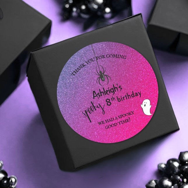 Glitzer Ombre Spider Ghost Halloween Glam Gefallen Runder Aufkleber (Von Creator hochgeladen)