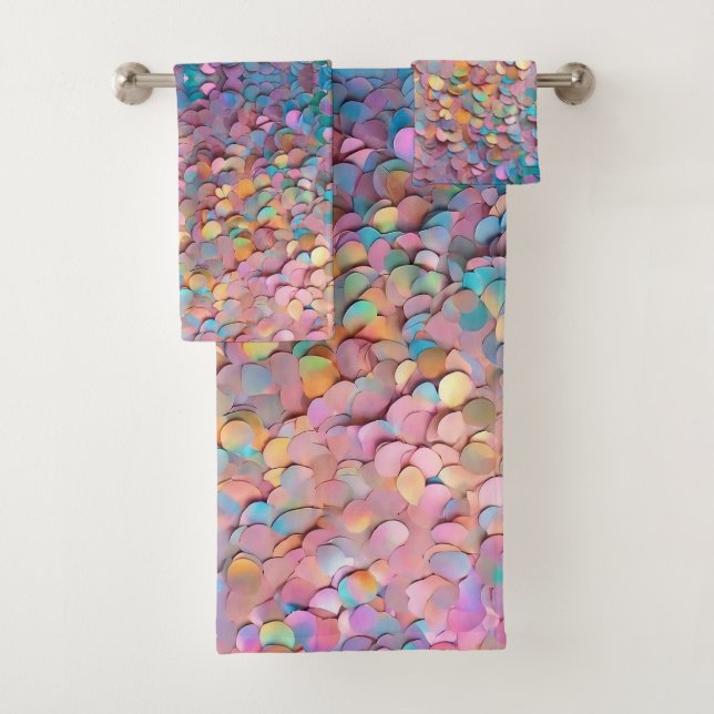 Glitzer Opal Holographic Modern Collection Badhandtuch Set (Insitu)