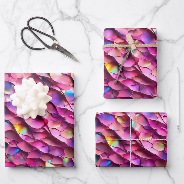 Glitzer Opal Holographic Popular Collection Geschenkpapier Set (Vorderseite)