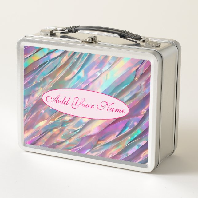 Glitzer Opal Holographic Trendy Collection Metall Brotdose (Vorderseite)
