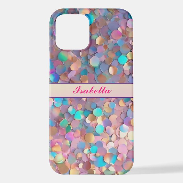 Glitzer Opal Moderne Holographische Sammlung iPhone 12 Hülle (Rückseite)
