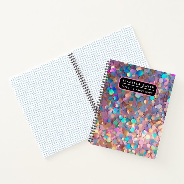 Glitzer Opal Moderne Holographische Sammlung Notizbuch (Innenseite)