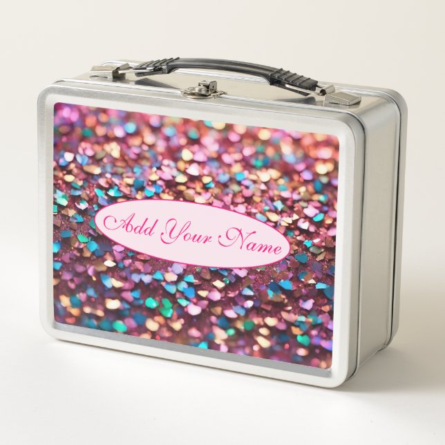 Glitzer Opal Trendy Holographic Collection Metall Brotdose (Vorderseite)