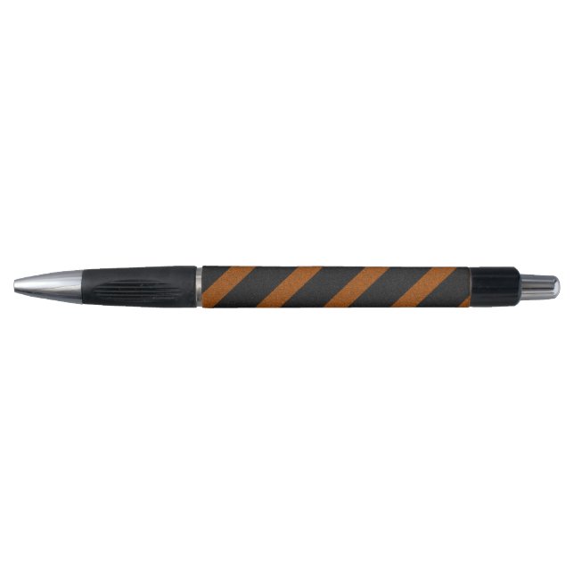 Glitzer Orangle & Black Stripes Kugelschreiber (Vorderseite)