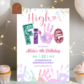 Glitzer Pailletten High Five Geburtstag Einladung