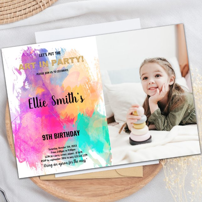 Glitzer Paint Birthday Einladung mit Foto (Glitter Paint Birthday Invitations with photo)